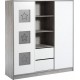 Armoire Bébé 2 Portes 2 Tiroirs Bois Gris Et Blanc Eco StarL 167 X H 183 X P 54 Cm