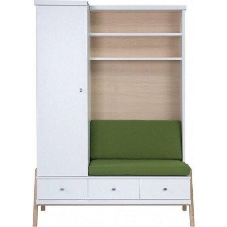 Armoire Avec Plan À Langer Laqué Blanc Et Pieds Hêtre Holly NatureL 131 X H 191 X