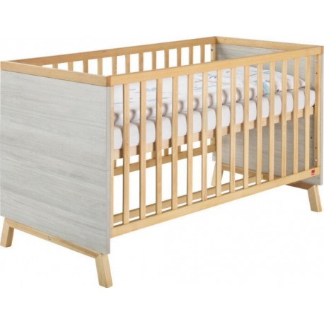 Clair Lit Bébé 70x140cm Hêtre Massif Et Gris MiamiL 144 X H 86 X P 77 Cm