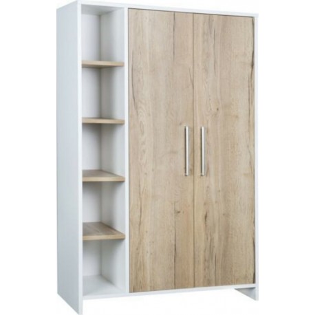 Armoire Eco Plus 2 Portes Avec Étagères Chêne Halifax Blanc 181x113x53cm