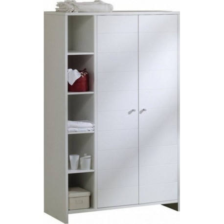 Armoire Bébé 2 Portes Bois Laqué Blanc Eco StripeL 113 X H 181 X P 53 Cm