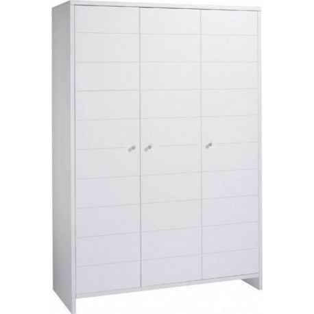 Armoire Bébé 3 Portes Bois Laqué Blanc Eco StripeL 126 X H 181 X P 53 Cm