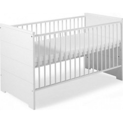 Lit Bébé 70x140 Cm Bois Laqué Blanc Eco StripeL 145 X H 85 X P 77 Cm