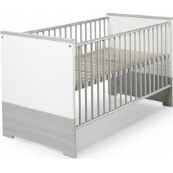 Lit Bébé 70x140 Cm Bois Blanc Et Pin Argenté Eco SilberL 145 X H 85 X P 77 Cm