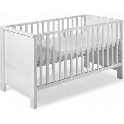 Lit Bébé 70x140 Cm Hêtre Massif Laqué Blanc Milano WhiteL 148 X H 82 X P 77 Cm