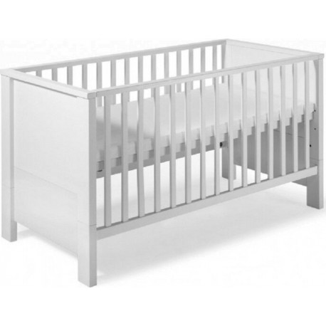 Lit Bébé 70x140 Cm Hêtre Massif Laqué Blanc Milano WhiteL 148 X H 82 X P 77 Cm