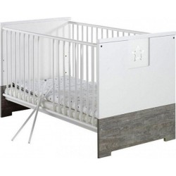 Lit Bébé 70x140 Cm Bois Laqué Blanc Et Gris Eco StarL 145 X H 85 X P 77 Cm