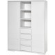 Armoire Bébé 2 Portes 4 Tiroirs Bois Laqué Blanc Maxx WhiteL 139 X H 191 X P 53