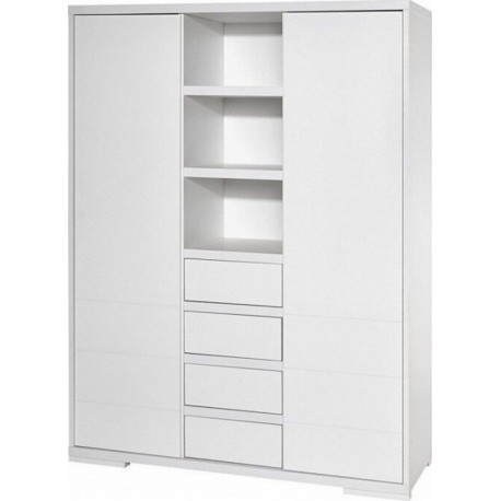 Armoire Bébé 2 Portes 4 Tiroirs Bois Laqué Blanc Maxx WhiteL 139 X H 191 X P 53