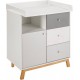 NC Commode Avec Plan À Langer 3 Tiroirs Bois Gris Et Pieds Hêtre VegasL 102 X H 90 X