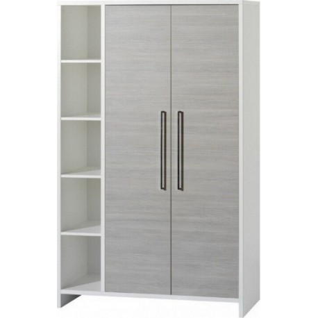 Armoire Bébé 2 Portes Bois Blanc Et Pin Argenté Eco SilberL 113 X H 181 X P 53 Cm