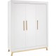 Clair Armoire Bébé 3 Portes Bois Blanc Et Pieds Hêtre MiamiL 154 X H 195 X P 53