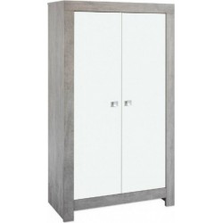 Armoire Bébé 2 Portes Bois Gris Et Blanc Nordic DriftwoodL 109 X H 189 X P 53 Cm