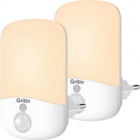 NC Veilleuse Led X2, Gritin Lampe Nuit Veilleuse Enfant Prise Electrique Avec Capteur De Lumière & Luminosité Réglable