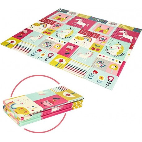 NC Tapis De Jeu Pour Bébé Pliable Avec Image Licorne Et Poney En Mousse Xpe Non Toxique