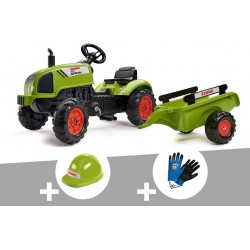 NC Tracteur Enfant Claas Arion 410 Avec Remorque 2 À 5 Ans Falk + Casque + Gants