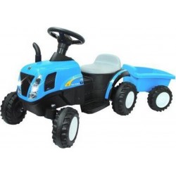 NC Ride-on Tracteur New Holland Avec Remorque Bleu 6v