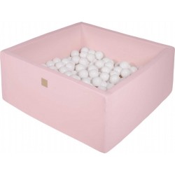 Piscine Balles Pour Bébé Carré 110x110x40cm/400 Balles 7cm, Coton, Rose Pastel Tout Blanc