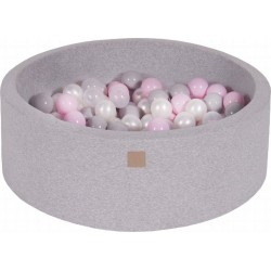 Clair Piscine À Balles, Coton, 90x30 Cm, 200 Pcs, Gris Transparente/gris/blanc Perlé/rose Pastel