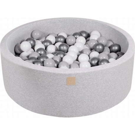 Clair Piscine À Balles, Coton, 90x30 Cm, 200 Pcs, Gris Argenté/gris/blanc