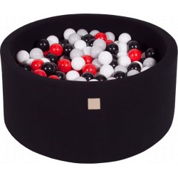 Piscine À Balles, Coton, 90x40 Cm, 300 Pcs, Noir Noir/gris/rouge/blanc