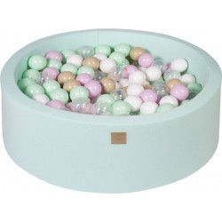 Piscine À Balles, Coton, 90x30 Cm, 200 Pcs, Menthe Rose Pastel/transparent/beige/blanc/menthe