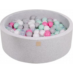 Clair Piscine À Balles, Coton, 90x30 Cm, 200 Pcs, Gris Transparente/gris/blanc/rose Clair/menthe