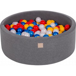 Piscine À Balles, Coton, 90x30 Cm, 200 Pcs, Gris Foncé Rouge/jaune/blanc Perlé/bleu Perlé