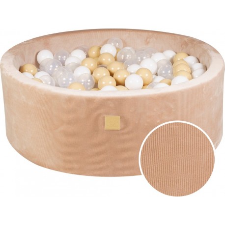 Ronde Piscine 90x30cm, Côtelé, Sable Transparent/blanc/beige