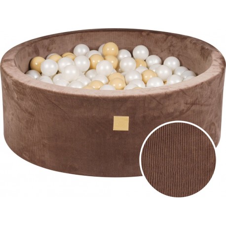 Ronde Piscine 90x30cm, Côtelé, Chocolat Beige/blanc Perle