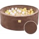 Ronde Piscine 90x30cm, Côtelé, Chocolat Beige/blanc/jaune