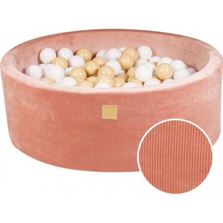 Ronde Piscine 90x30cm, Côtelé, Abricot Blanc/beige