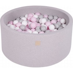 Clair Piscine À Balles, Coton, 90x40 Cm, 300 Pcs, Gris Gris/blanc/rose Pastel