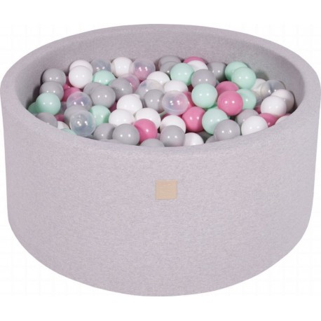 Clair Piscine À Balles, Coton, 90x40 Cm, 300 Pcs, Gris Transparente/gris/blanc/rose Clair/menthe