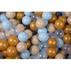 NC Ensemble De Boules En Plastique, 50 Pcs, Doré/bleu Ciel/beige/transparent