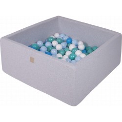 Clair Piscine À Balles, Carré, Coton, 90x90x40cm, 300 Pcs, Gris Blanc/bleu/turquoise/bleu