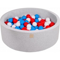 Clair Piscine À Balles, Coton, 90x30 Cm, 200 Pcs, Gris Rouge/blanc/bleu