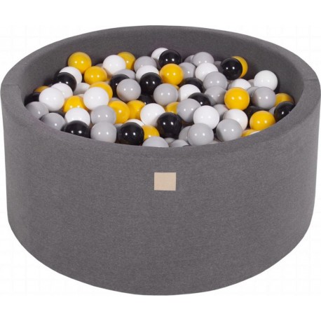 Piscine À Balles, Coton, 90x40 Cm, 300 Pcs, Gris Foncé Gris/blanc/noir/jaune