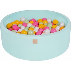 Clair Piscine À Balles, Coton, 90x30 Cm, 200 Pcs, Menthe Blanc/vert Clair/rose Clair/jaune