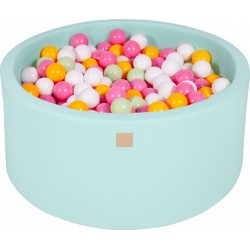 Clair Piscine À Balles, Coton, 90x40 Cm, 300 Pcs, Menthe Blanc/vert Clair/rose Clair/jaune