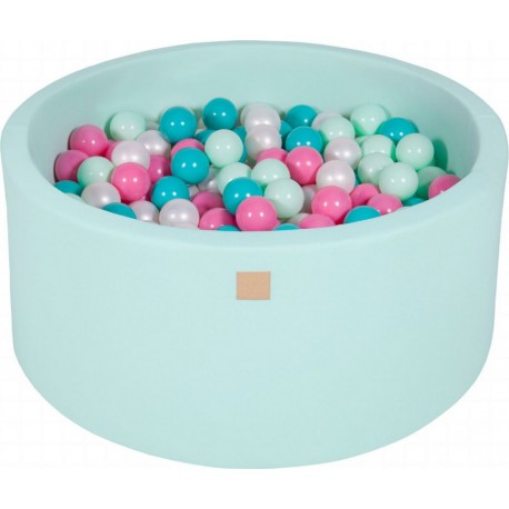 Clair Piscine À Balles, Coton, 90x40 Cm, 300 Pcs, Menthe Blanc Perlé/turquoise/rose Clair/menthe