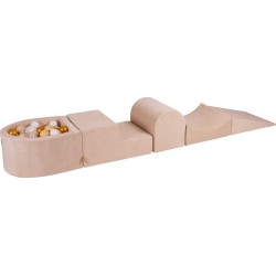 Aire De Jeux En Mousse Avec Piscine À Balles, Velvet, Écru Doré/beige/blanc/transparent, 100 Pcs