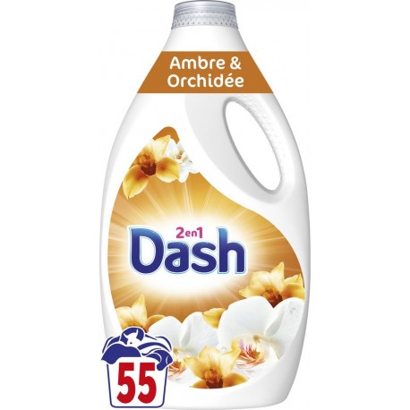 DASH Lessive Liquide Détergent Ambre et Orchidée le bidon de 2.475L