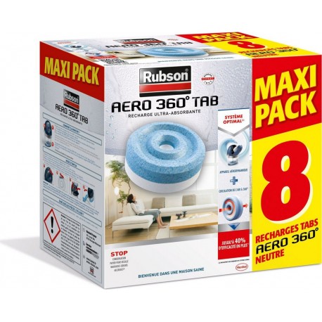 RUBSON Recharge d'absorbeur d'humidité Rubson Aero 360° lot de 8 recharges