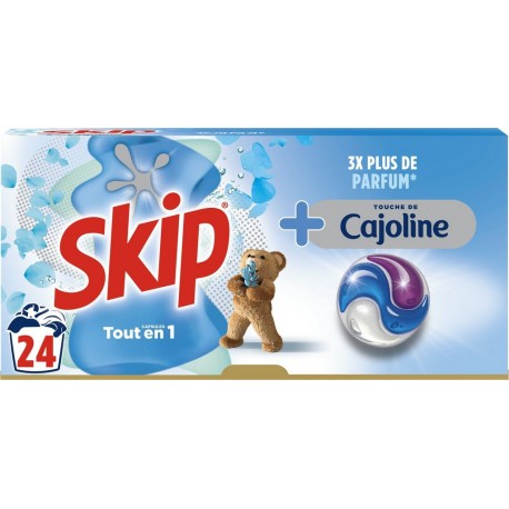 SKIP Lessive Capsules Tout en 1 + Cajoline 24 capsules