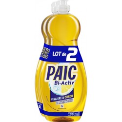 PAIC Liquide Vaisselle Vinaigre et Citron Bi-Activ' lot de 2 bouteilles de 750ml