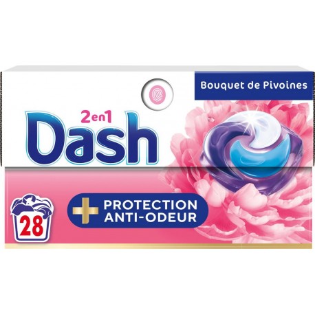 DASH Capsules Lessive 2en1 au Pivoine et Hibiscus 28 capsules