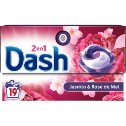 DASH Capsules Lessive Tout en 1 au Jasmin et Rose de Mai 19 capsules