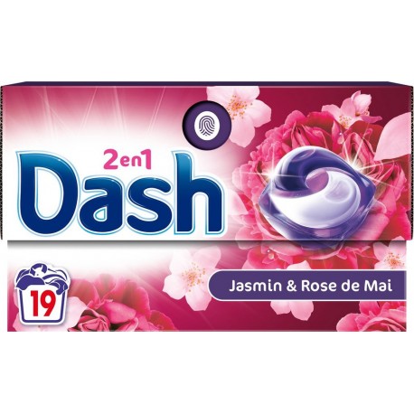 DASH Capsules Lessive Tout en 1 au Jasmin et Rose de Mai 19 capsules