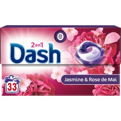 DASH Capsules Lessive tout en 1 Détergent Jasmin et Rose de Mai 33 capsules